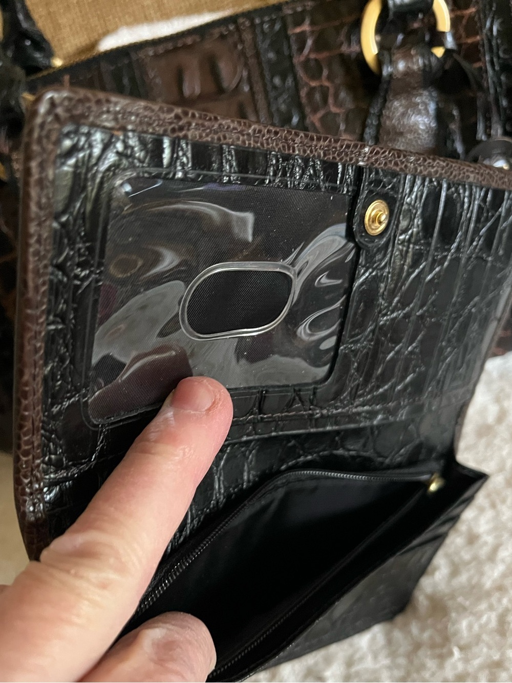 Brahmin Croc-Embossed Leather Satchel with Matching Wallet - Picture 5 of 12